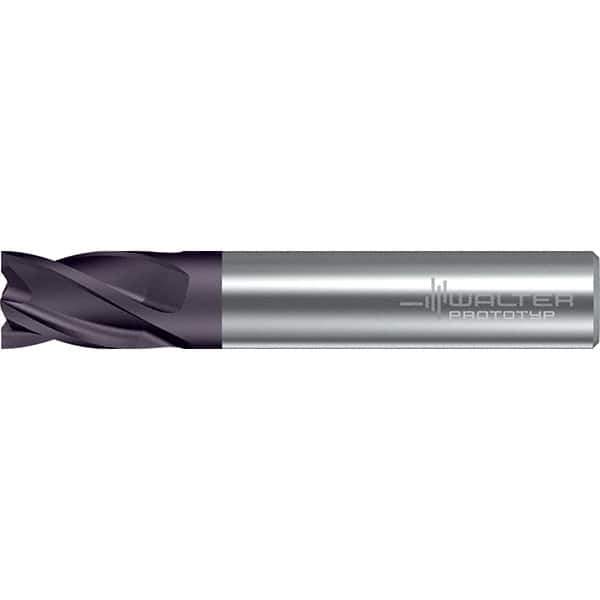 Walter-Prototyp - 20mm, 26mm LOC, 20mm Shank Diam, 92mm OAL, 4 Flute, Solid Carbide Square End Mill - TiAlN Finish, 30° Helix, Right Hand Cut, Right Hand Flute, Series MC111-A-4-A - USA Tool & Supply
