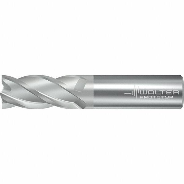 Walter-Prototyp - 12.7mm, 25mm LOC, 12.7mm Shank Diam, 88.9mm OAL, 4 Flute, Solid Carbide Square End Mill - TiAlN/TiAl Finish, 38° Helix, Right Hand Cut, Right Hand Flute, Series AH2034217 - USA Tool & Supply