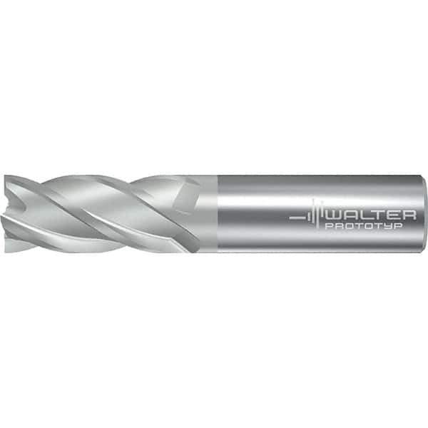Walter-Prototyp - 19.05mm, 38mm LOC, 19.05mm Shank Diam, 101.6mm OAL, 4 Flute, Solid Carbide Square End Mill - TiAlN/TiAl Finish, 38° Helix, Right Hand Cut, Right Hand Flute, Series AH2034217 - USA Tool & Supply