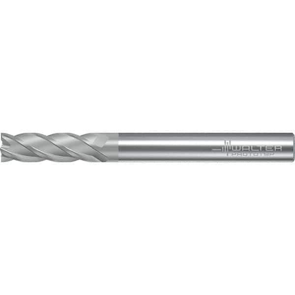 Walter-Prototyp - 9.53mm, 22mm LOC, 9.53mm Shank Diam, 76.2mm OAL, 4 Flute, Solid Carbide Square End Mill - TiAlN/TiAl Finish, 38° Helix, Right Hand Cut, Right Hand Flute, Series AH2034217 - USA Tool & Supply
