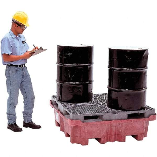 UltraTech - 85 Gal Sump, 6,500 Lb Capacity, 4 Drum, Polyethylene Ultra-Spill King w/Drum Pallet, No Drain - 51" Long x 51" Wide x 17-1/2" High, 2x2 Drum Configuration - USA Tool & Supply