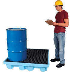 UltraTech - 66 Gal Sump, 6,000 Lb Capacity, 4 Drum, Polyethylene, Fluorinated P4 Fluorinated & Nestable Spill Pallet, No Drain - 51" Long x 51" Wide x 10" High - USA Tool & Supply