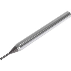 Seco - 3mm Diam, 3mm LOC, 2 Flute Solid Carbide Ball End Mill - SIRON-A Finish, Single End, 60mm OAL, 4mm Shank Diam, Spiral Flute - USA Tool & Supply