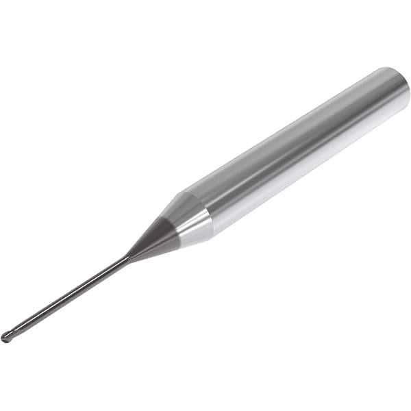 Seco - 1.5mm Diam, 1.5mm LOC, 2 Flute Solid Carbide Ball End Mill - SIRON-A Finish, Single End, 70mm OAL, 6mm Shank Diam, Spiral Flute - USA Tool & Supply