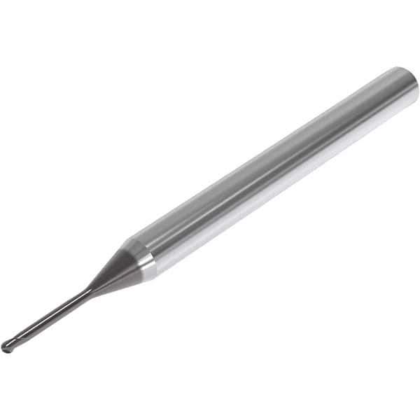Seco - 3mm Diam, 3mm LOC, 2 Flute Solid Carbide Ball End Mill - SIRON-A Finish, Single End, 90mm OAL, 4mm Shank Diam, Spiral Flute - USA Tool & Supply