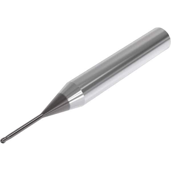 Seco - 0.5mm Diam, 0.5mm LOC, 2 Flute Solid Carbide Ball End Mill - SIRON-A Finish, Single End, 50mm OAL, 6mm Shank Diam, Spiral Flute - USA Tool & Supply