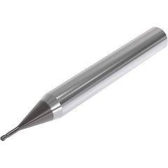 Seco - 0.8mm Diam, 0.8mm LOC, 2 Flute Solid Carbide Ball End Mill - SIRON-A Finish, Single End, 50mm OAL, 6mm Shank Diam, Spiral Flute - USA Tool & Supply