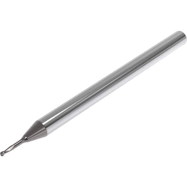 Seco - 3mm Diam, 3mm LOC, 2 Flute Solid Carbide Ball End Mill - Diamond Finish, Single End, 60mm OAL, 4mm Shank Diam, Spiral Flute - USA Tool & Supply