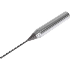 Seco - 1mm Diam, 1mm LOC, 2 Flute Solid Carbide Ball End Mill - SIRON-A Finish, Single End, 60mm OAL, 6mm Shank Diam, Spiral Flute - USA Tool & Supply