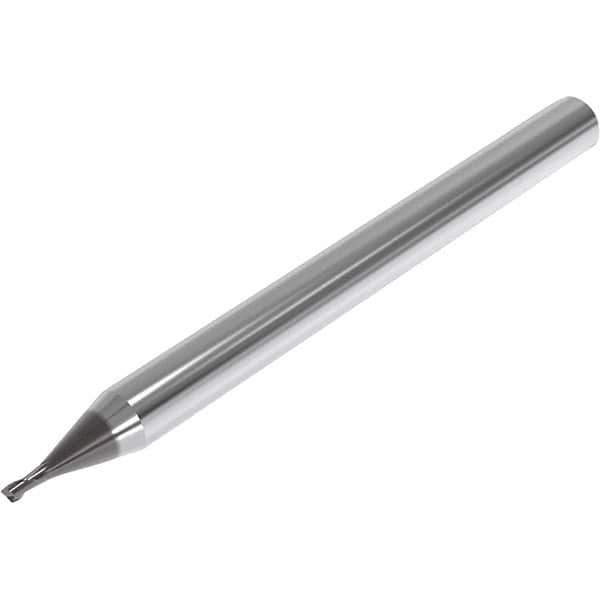 Seco - 0.4mm, 0.6mm LOC, 4mm Shank Diam, 45mm OAL, 2 Flute, Solid Carbide Square End Mill - Single End, SIRON-A Finish, Spiral Flute, 30° Helix, Centercutting, Right Hand Cut, Right Hand Flute, Series JME542 - USA Tool & Supply