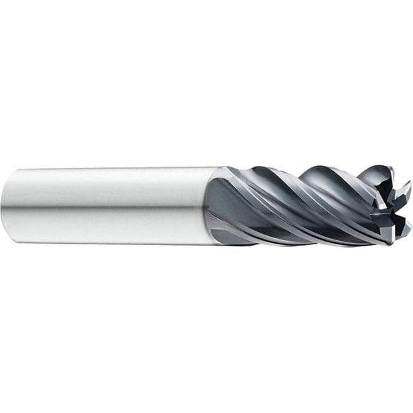 SGS - 12mm, 5 Flute, Single End, Solid Carbide, 0.0591" Corner Radius End Mill - 83mm OAL, 37° Helix, 12mm LOC, Right Hand Cut - USA Tool & Supply
