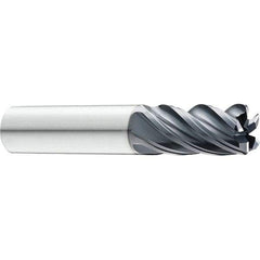SGS - 3/8", 5 Flute, Single End, Solid Carbide, 0.03" Corner Radius End Mill - 2-1/2" OAL, 37° Helix, 3/8" LOC, Right Hand Cut - USA Tool & Supply