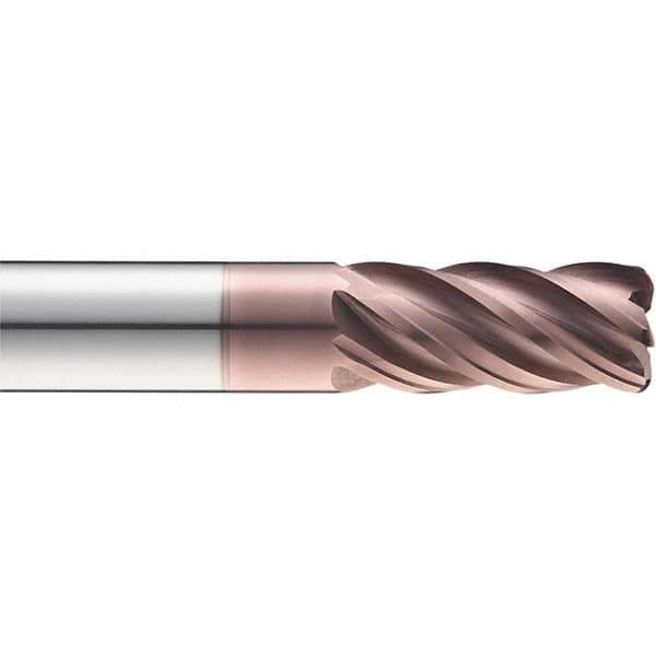 SGS - 7/16", 5 Flute, Single End, Solid Carbide, 0.03" Corner Radius End Mill - 2-1/2" OAL, 37° Helix, 7/16" LOC, Right Hand Cut - USA Tool & Supply