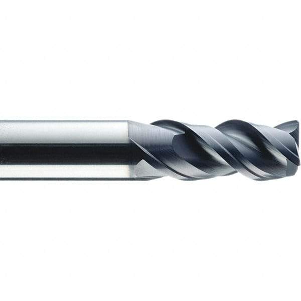 SGS - 10mm, 3 Flute, Single End, Solid Carbide, 0.0984" Corner Radius End Mill - 72mm OAL, 27mm LOC, Right Hand Cut - USA Tool & Supply