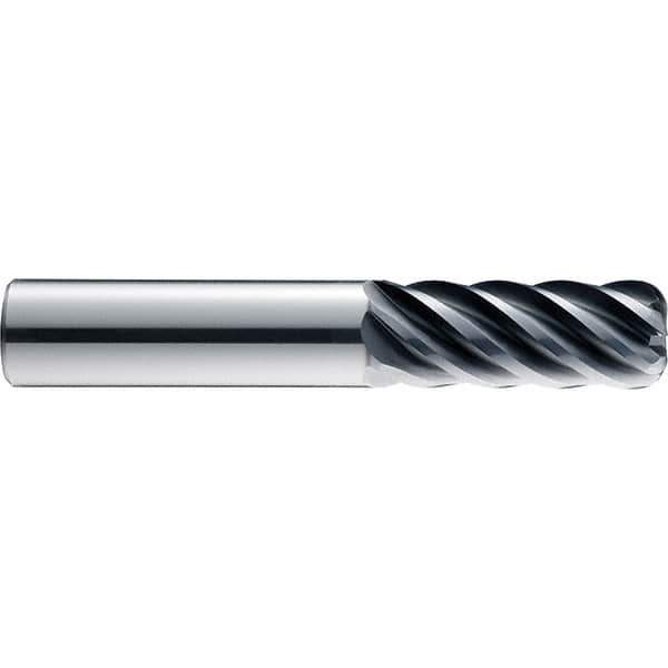 SGS - 1/2", 6 Flute, Single End, Solid Carbide, 0.015" Corner Radius End Mill - 4" OAL, 41° Helix, 5/8" LOC, Right Hand Cut - USA Tool & Supply