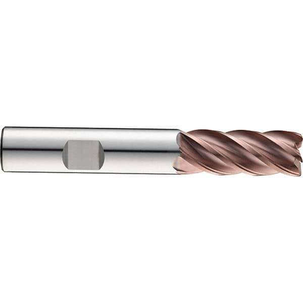 SGS - 1/2", 1" LOC, 1/2" Shank Diam, 3-1/4" OAL, 5 Flute, Solid Carbide Square End Mill - Single End, Ti-NAMITE-M Finish, Spiral Flute, 37° Helix, Centercutting, Right Hand Cut, Right Hand Flute, Series Z5S - USA Tool & Supply