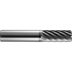 SGS - 6mm, 7 Flute, Single End, Solid Carbide, 0.0394" Corner Radius End Mill - 63mm OAL, 35° Helix, 19mm LOC, Right Hand Cut - USA Tool & Supply