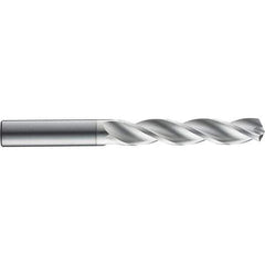 SGS - 8mm 124° Solid Carbide Jobber Drill - TiB2 Finish, Right Hand Cut, Spiral Flute, Straight Shank, 133mm OAL, Notched Point - USA Tool & Supply