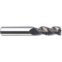 SGS - 6mm Diam, Coarse Pitch, 19mm LOC, 3 Flute Solid Carbide 0.3" Corner Radius Roughing End Mill - TiB2 Finish, 63mm OAL, 6mm Shank Diam, Centercutting, 38° Helix - USA Tool & Supply