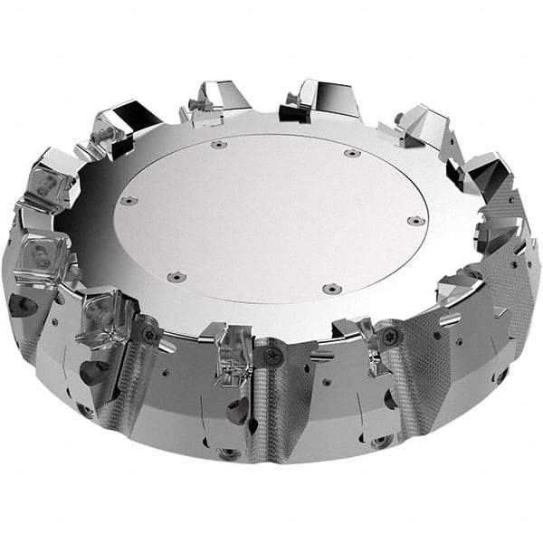 Seco - 250mm Cut Diam, 60mm Arbor Hole, 11mm Max Depth of Cut, 71° Indexable Chamfer & Angle Face Mill - 11 Inserts, 80 Insert, Right Hand Cut, 11 Flutes, Through Coolant, Series R220.56 - USA Tool & Supply