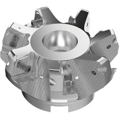 Seco - 3.94" Cut Diam, 1-1/2" Arbor Hole, 11mm Max Depth of Cut, 71° Indexable Chamfer & Angle Face Mill - 7 Inserts, Right Hand Cut, 7 Flutes, Through Coolant, Series R220.56 - USA Tool & Supply