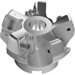 Seco - 80mm Cut Diam, 27mm Arbor Hole, 11mm Max Depth of Cut, 71° Indexable Chamfer & Angle Face Mill - 5 Inserts, 63 Insert, Right Hand Cut, 5 Flutes, Through Coolant, Series R220.56 - USA Tool & Supply