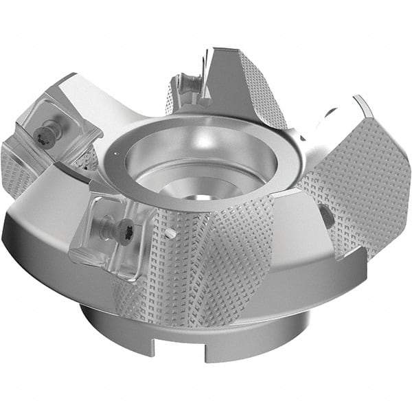 Seco - 100mm Cut Diam, 32mm Arbor Hole, 9mm Max Depth of Cut, 48° Indexable Chamfer & Angle Face Mill - 5 Inserts, 63 Insert, Right Hand Cut, 5 Flutes, Through Coolant, Series R220.54 - USA Tool & Supply