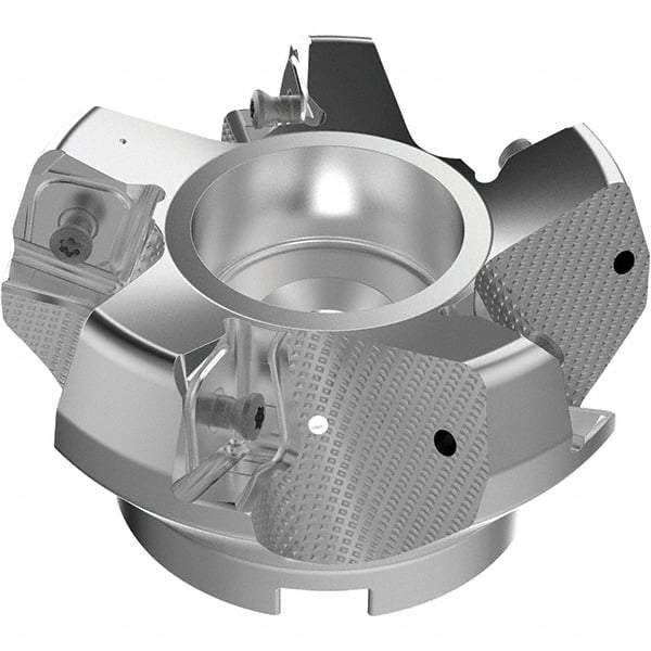 Seco - 125mm Cut Diam, 40mm Arbor Hole, 11mm Max Depth of Cut, 71° Indexable Chamfer & Angle Face Mill - 6 Inserts, 63 Insert, Right Hand Cut, 6 Flutes, Through Coolant, Series R220.56 - USA Tool & Supply
