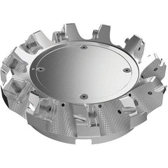 Seco - 160mm Cut Diam, 40mm Arbor Hole, 9mm Max Depth of Cut, 48° Indexable Chamfer & Angle Face Mill - 11 Inserts, 63 Insert, Right Hand Cut, 11 Flutes, Through Coolant, Series R220.54 - USA Tool & Supply