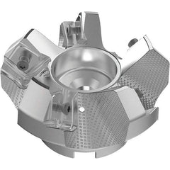 Seco - 80mm Cut Diam, 27mm Arbor Hole, 9mm Max Depth of Cut, 48° Indexable Chamfer & Angle Face Mill - 5 Inserts, 63 Insert, Right Hand Cut, 5 Flutes, Through Coolant, Series R220.54 - USA Tool & Supply