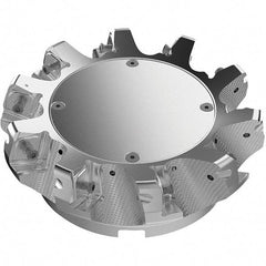 Seco - 160mm Cut Diam, 40mm Arbor Hole, 11mm Max Depth of Cut, 71° Indexable Chamfer & Angle Face Mill - 10 Inserts, 63 Insert, Right Hand Cut, 10 Flutes, Through Coolant, Series R220.56 - USA Tool & Supply