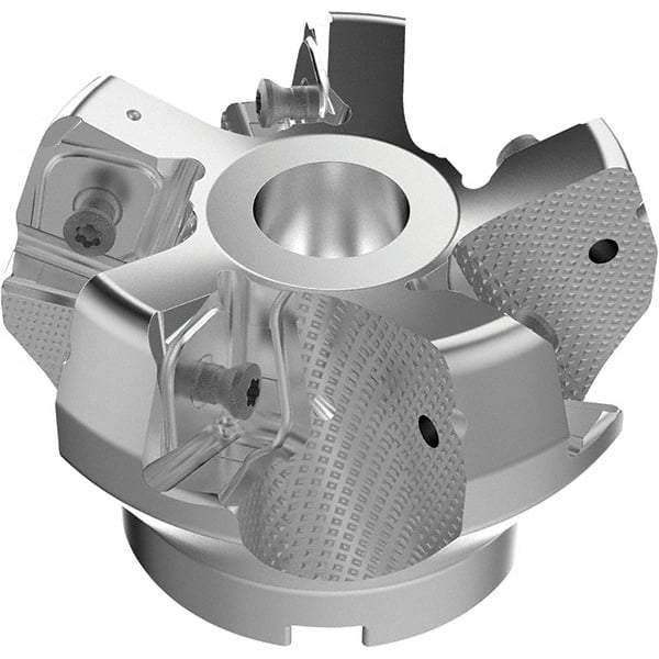Seco - 3.15" Cut Diam, 1" Arbor Hole, 11mm Max Depth of Cut, 71° Indexable Chamfer & Angle Face Mill - 5 Inserts, Right Hand Cut, 5 Flutes, Through Coolant, Series R220.56 - USA Tool & Supply