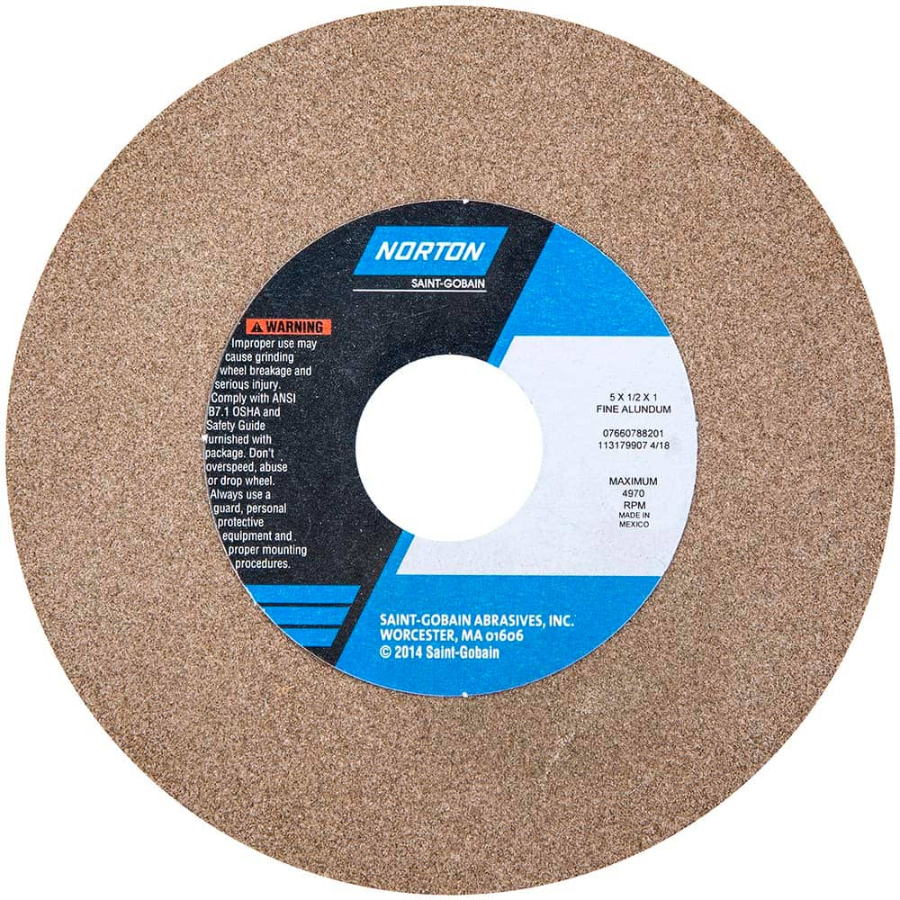 Norton - Bench & Pedestal Grinding Wheels Wheel Diameter (Inch): 5 Hole Size (Inch): 1 - USA Tool & Supply