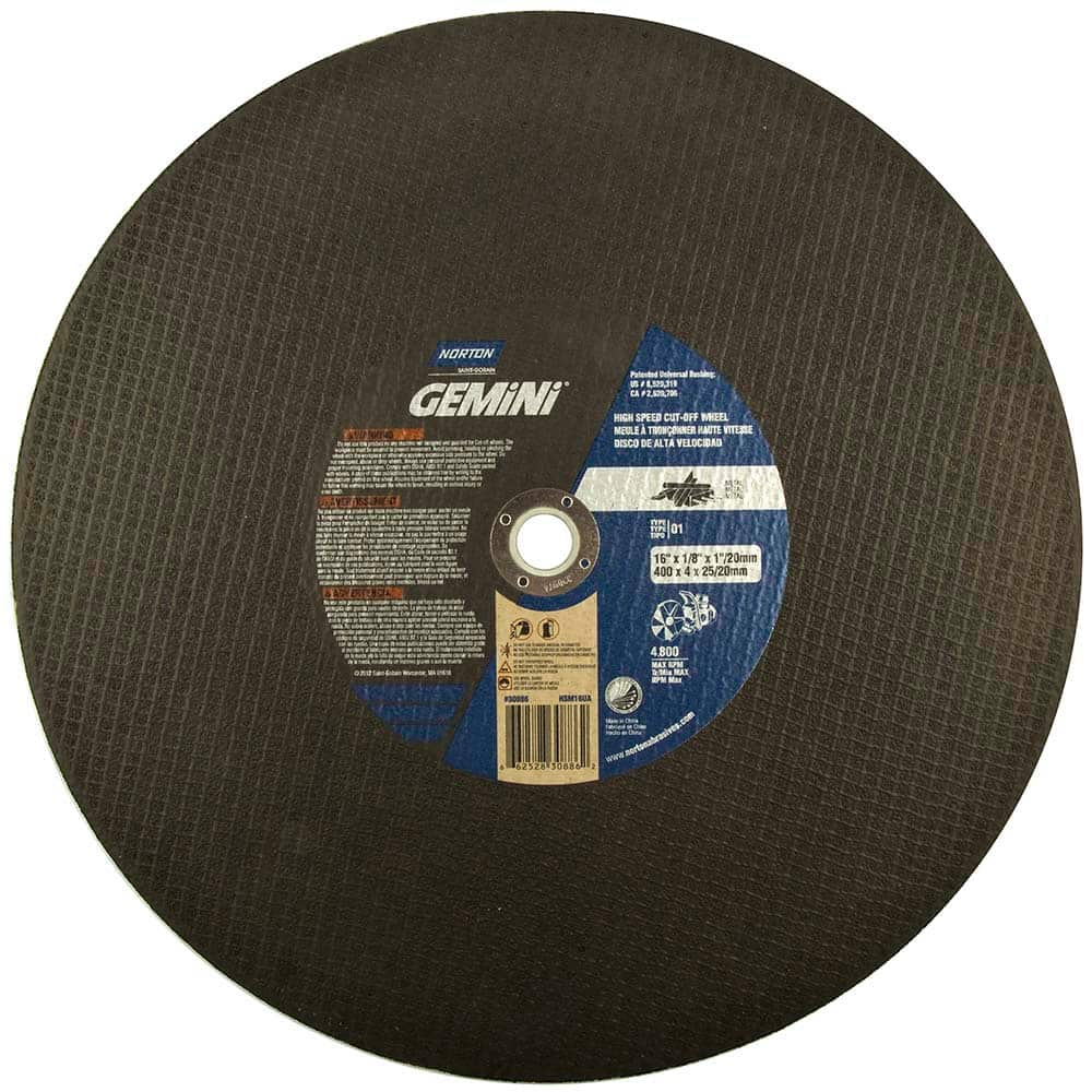 Norton - 16 x 1/8, 1" Hole 24 Grit Aluminum Oxide Cutoff Wheel - USA Tool & Supply