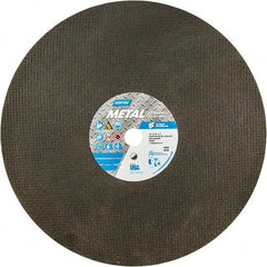 Norton - 16" 24 Grit Aluminum Oxide Cutoff Wheel - 1/8" Thick, 1" Arbor, 4,800 Max RPM, Use with Gas Powered Saws - USA Tool & Supply