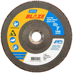 Norton - 7" 60 Grit 7/8" Center Hole Type 27 Ceramic Alumina Flap Disc - USA Tool & Supply