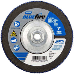 Norton - 7" 40 Grit 5/8-11 Center Hole Type 27 Zirconia Alumina Flap Disc - USA Tool & Supply