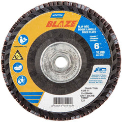 Norton - 6" 40 Grit 5/8-11 Center Hole Type 27 Ceramic Alumina Flap Disc - USA Tool & Supply