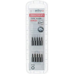 Wiha - 1/4" Drive T10 Torx Screwdriver Bit - 1" OAL, Insert Bit - USA Tool & Supply