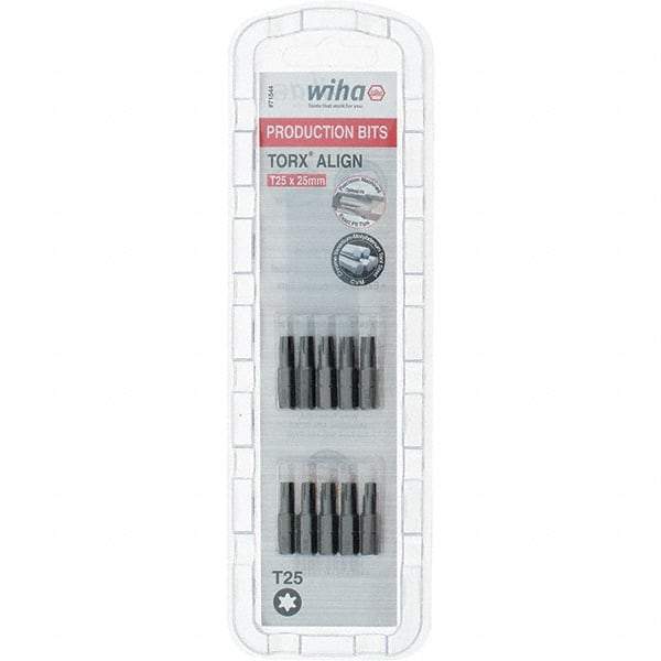 Wiha - 1/4" Drive T25 Torx Screwdriver Bit - 1" OAL, Insert Bit - USA Tool & Supply