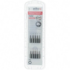Wiha - 1/4" Drive T5 Torx Screwdriver Bit - 1" OAL, Insert Bit - USA Tool & Supply
