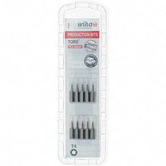 Wiha - 1/4" Drive T4 Torx Screwdriver Bit - 1" OAL, Insert Bit - USA Tool & Supply