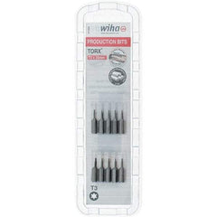 Wiha - 1/4" Drive T3 Torx Screwdriver Bit - 1" OAL, Insert Bit - USA Tool & Supply