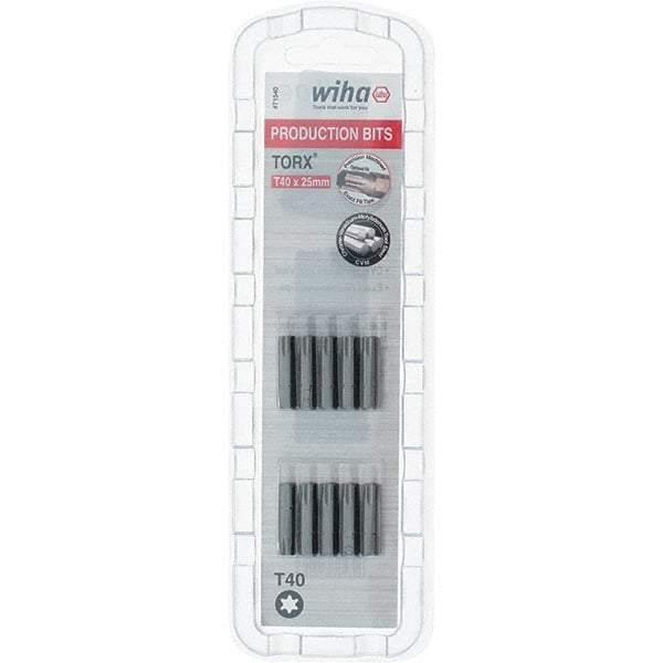 Wiha - 1/4" Drive T40 Torx Screwdriver Bit - 1" OAL, Insert Bit - USA Tool & Supply