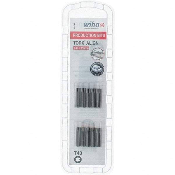 Wiha - 1/4" Drive T40 Torx Screwdriver Bit - 1" OAL, Insert Bit - USA Tool & Supply