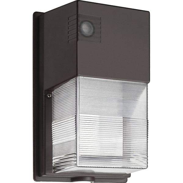 Lithonia Lighting - 18 Watt, Medium Lamp Base LED Wall Pack Light Fixture - 17" Diam Wide x 11" High x 5-1/4" Deep, Wall Mount, Aluminum Housing - USA Tool & Supply