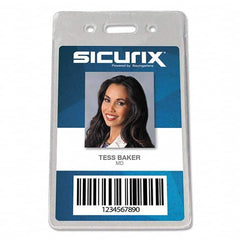 Sicurix - Badge Holders Attachment Type: Clip-On Horizontal or Vertical Holder: Vertical - USA Tool & Supply