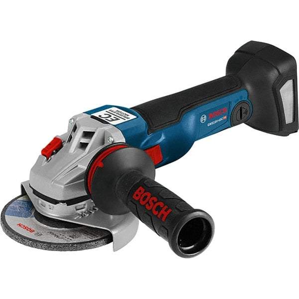 Bosch - 4-1/2" Wheel Diam, 9,000 RPM, Cordless Angle & Disc Grinder - 5/8-11 Spindle, 18 Volts, 6.3 Amps - USA Tool & Supply