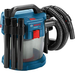 Bosch - 2.6 Gal Plastic Tank, Battery Powered Wet/Dry Vacuum - 18 Volt, 6.3 Amps, 5-1/4' Hose Fitting, Cordless - USA Tool & Supply