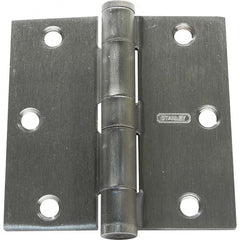 Stanley - 3-1/2" Long x 3-1/2" Wide Grade 1 Steel Full Mortise Commercial Hinge - USA Tool & Supply